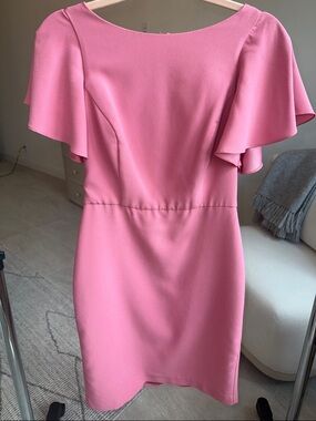 White House Black Market Pink Flutter-Sleeve Sheath Dress